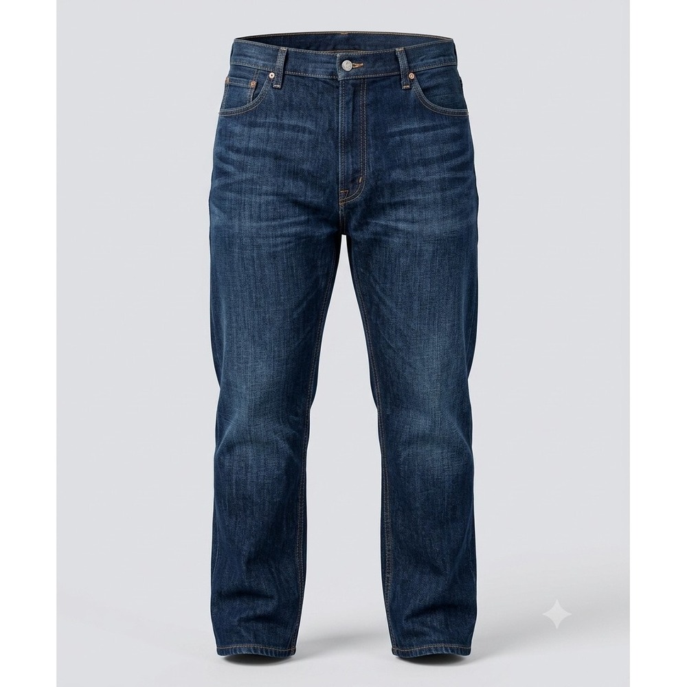 Levi's 505 Regular Fit Straight Leg Jeans Mens W48 L30 Dark Wash Denim Big &...